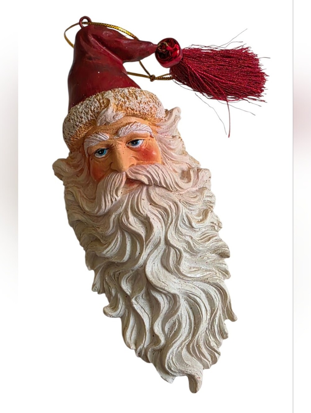Old World Santa Face Christmas Ornament 6" Victorian Style Tassel Holiday Decor - Picture 2 of 4